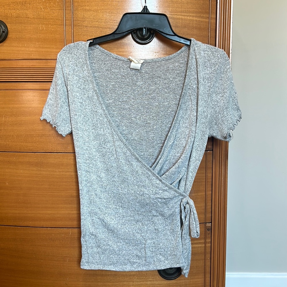 Grey Wrap Top